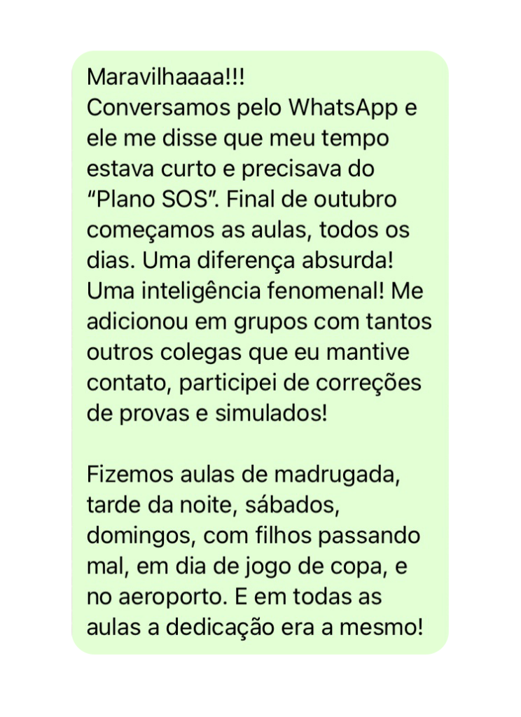 Depoimento sobre plano de estudos.