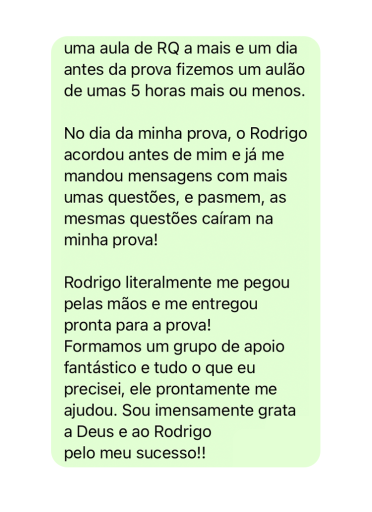 Relato de apoio acadêmico eficaz.