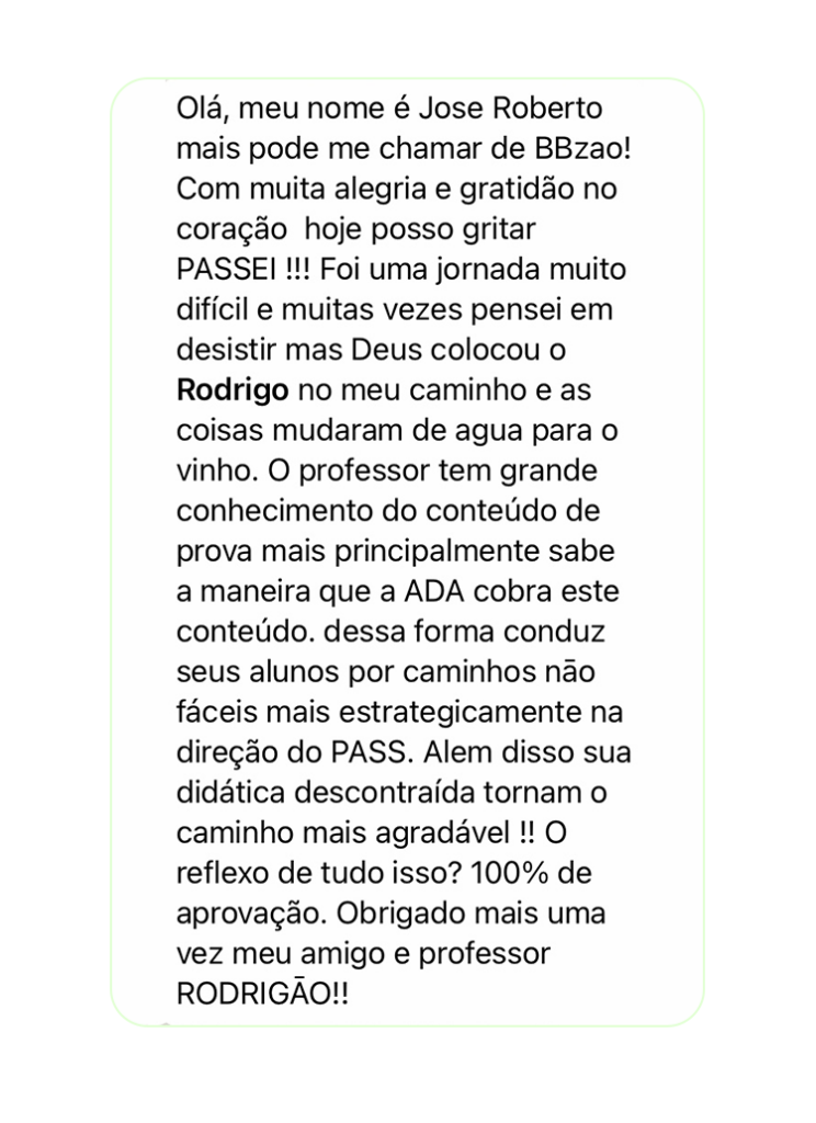 Mensagem de gratidão por aprovação.